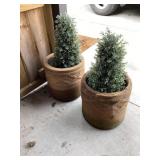 Cement flower pots approximately 16 across by 13