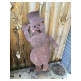 Metal snowman decor, approximately 48 inches