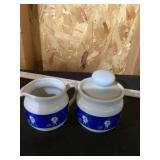 Morton salt, cream and sugar dishes