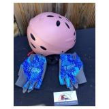Helmet with gorilla grip gloves