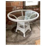 Glass wicker table 37 inches across