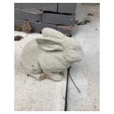 Concrete rabbit approximately 7 inches tall