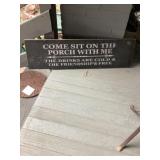 Wooden porch sign approximately 9 1/2 x 34 1/2