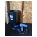 Wastebasket with blow dryer