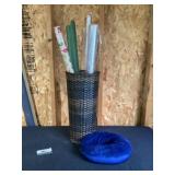Wicker basket with miscellaneous wrapping paper