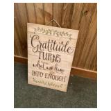 Wooden gratitude sign 12 x 18 tall