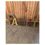 Metal family sign presently 31 x 12 tall