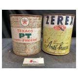 Zerex and Texaco Anti Freeze cans