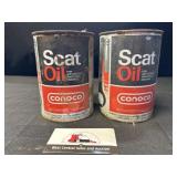 Two Conoco Scat Oil Cans