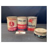 Marathon, Supra, Mobiloil, Blue Coral Cans