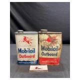 Mobiloil Outboard Oil Cans