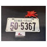 1940 Iowa License Plate with Pegasus Topper
