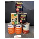 Union 76, Castrol, Havoline, Coop Oil Cans