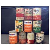 Thrift, Coop, Union 76, Texaco Oil Cans