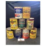 Amoco, Pennzoil. holiday, Sunoco, Mobil Oil Cans