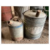 Two galvanized gas cans