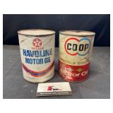 Texaco and CoOp Oil Cans