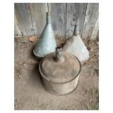 Three Galvanized funnels