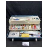 Vintage metal old pal tackle box and tackle