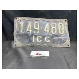 Vintage commercial truck license plate