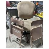 Office chair and 2 childï¿½s size metal folding
