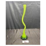 MCM green swirl glass vase
