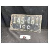 Vintage commercial truck license plate
