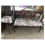 Metal bench and stool with cat fabric