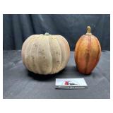 Wooden and ceramic pumpkins