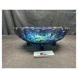 Footed carnival glass bowl