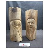 Hand carved wooden statue bust