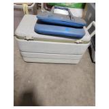 igloo cooler & vintage seat back