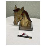 Leaded glass horse business card holder