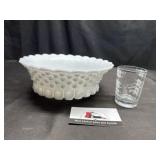 Milk glass bowl and professional measuring cup