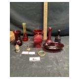Ruby, red vases and candy dish