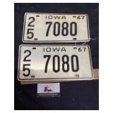 Matching pair 1967 Dallas County license plate