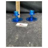Blue candleholders