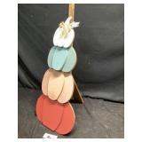 Wooden pumpkin decor, approximately 28 inches tall