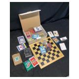 Decks of cards and checkerboard