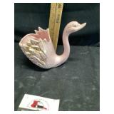 Vintage pink and gold, ceramic swan planter