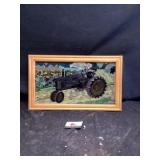 John Deere stained glass tractor window 22 x 13