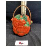 Vintage ceramic strawberry cookie jar