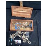 Cedar box with costume jewelry