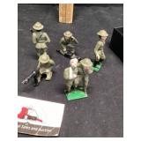 5 vintage lead, World War I doughboy soldiers