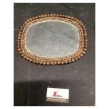 Mirror with beaded frame approximately 13 x 11