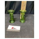 Green candle holders