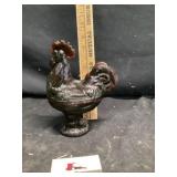 Vintage Amberina glass standing rooster covered