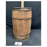 Wooden barrel approximately 17 inches tall