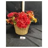 Wicker basket of flowers