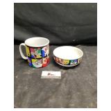Warner Brothers cartoon glass and bowl